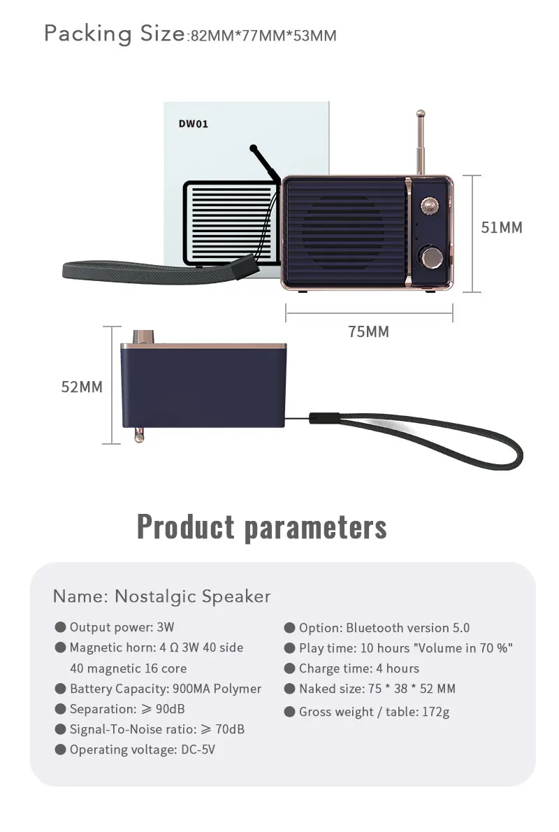 Portable mini 3D Surround Suitcase Bluetooth Radio Player Speaker vintage wireless bluetooths speaker - ANKUX.COM