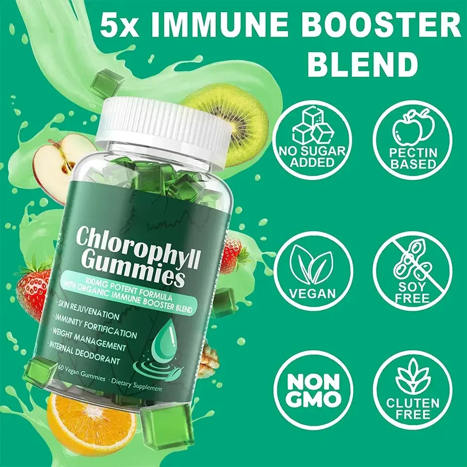 Popular Global Market gummy candy Chlorophyll Gummies Immune & Digestion Support Sugar Free food supplement details