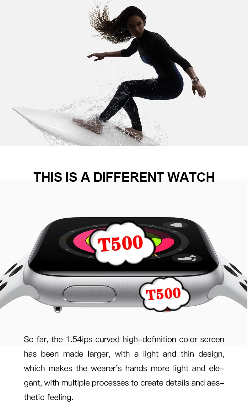 Top Sell Smartwatch Series 5 T500 BT Call 44mm Smart Watch Heart Rate Monitor Blood Pressure PK IWO 12 IW