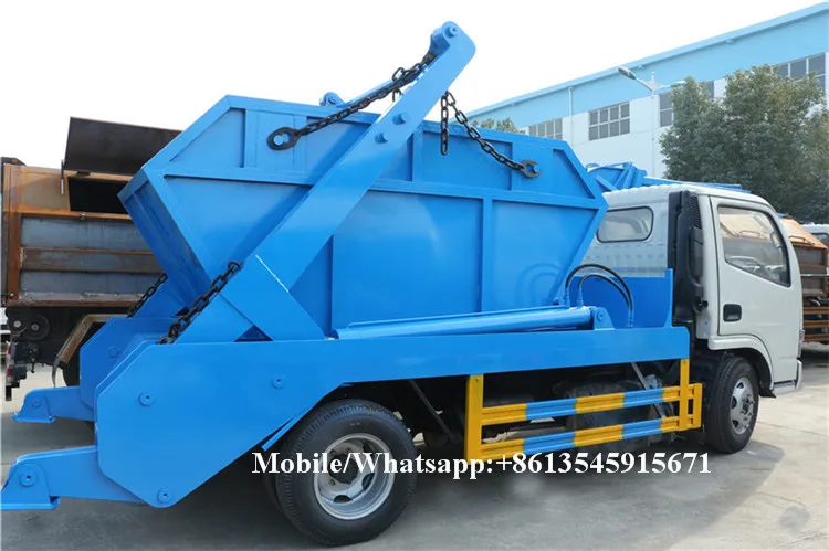Small swing arm roll container refuse garbage truck 3-4cbm skip loader garbage truck