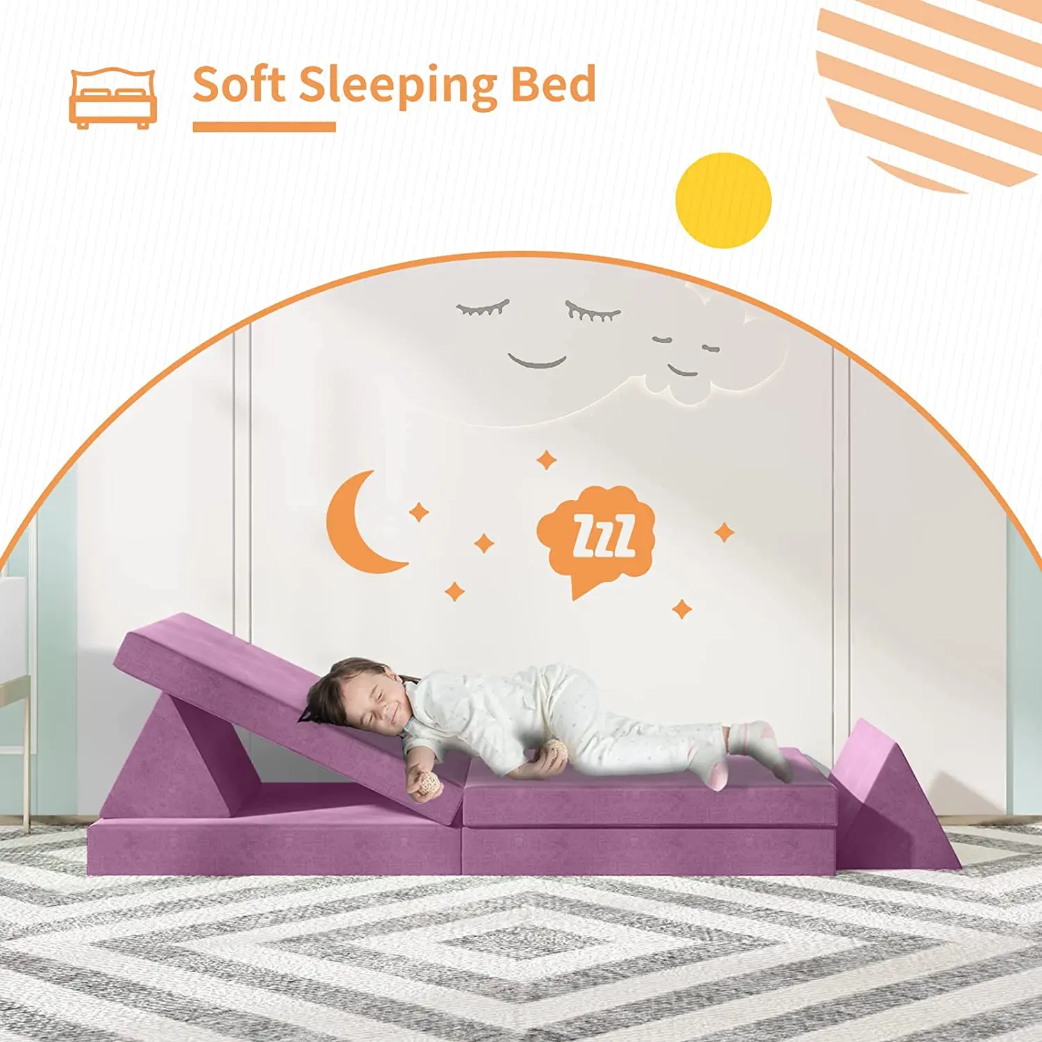 Custom Memory Foam Kids Play Sofa Living Room Child Modular Couch