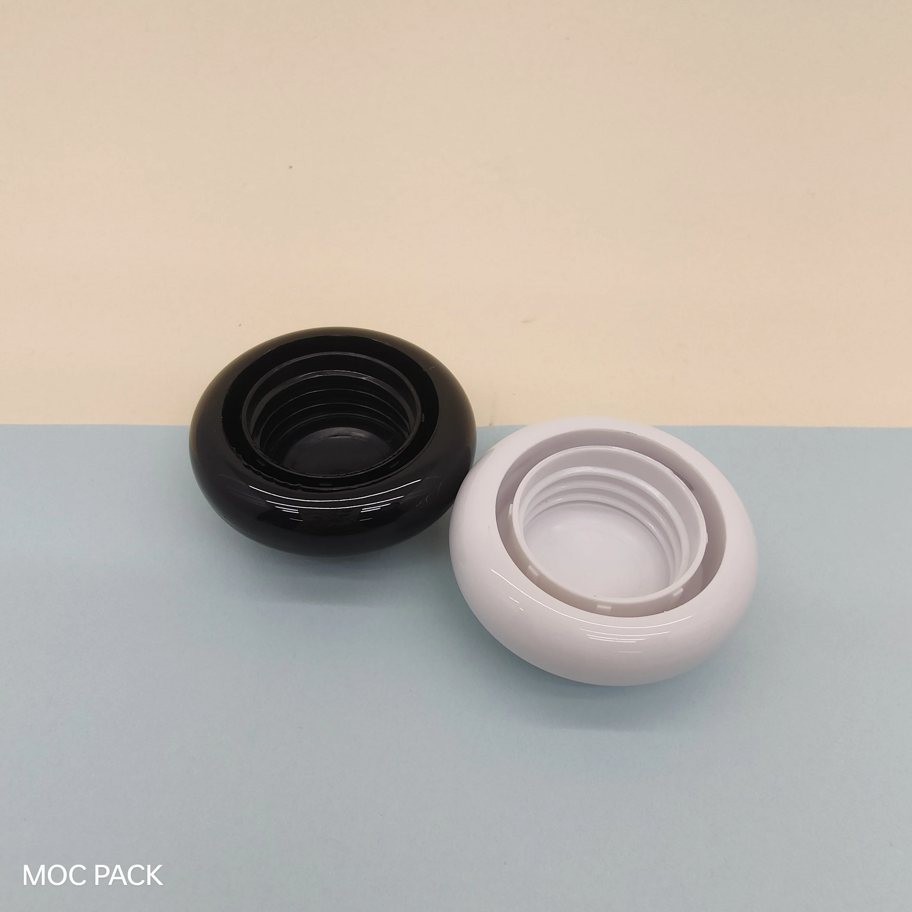 product 24mm black white plastic mushroom shaped double wall screw cap for skin care lotion toner  bottle cosmetic packaging-28