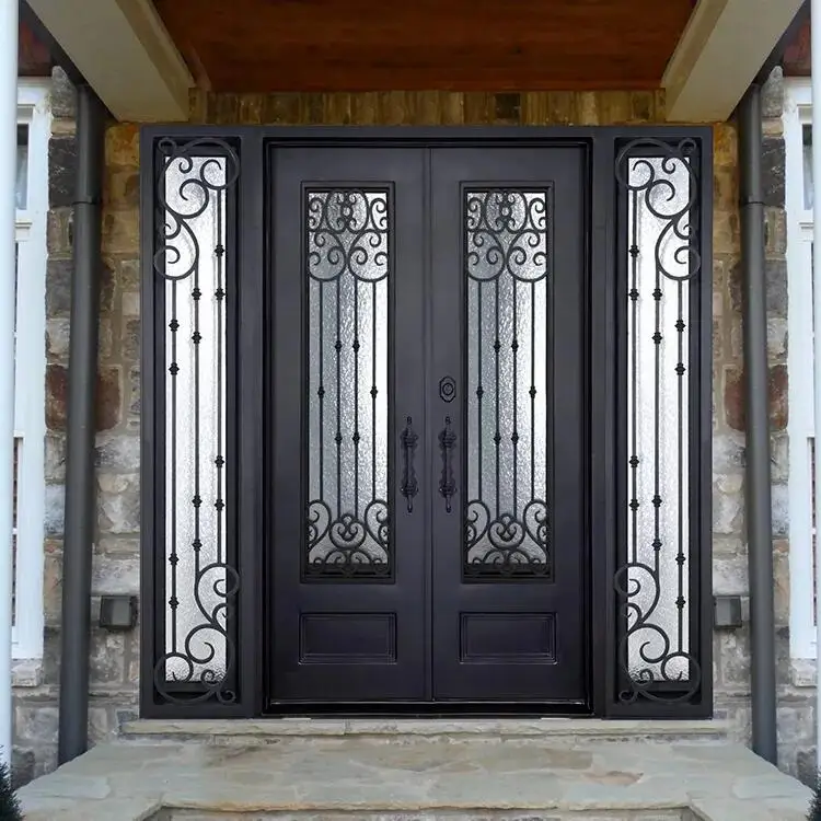 Modern Exterior Metal Double Door Design Luxury French Black Wrought ...