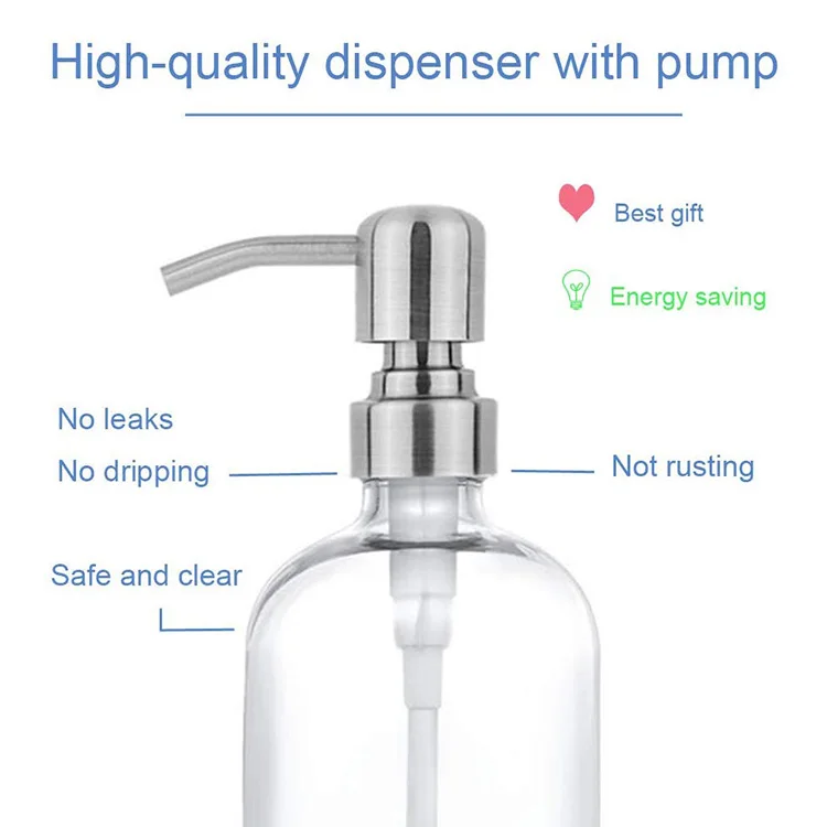 Download Stainless Steel Pumps 16oz 500ml Empty Clear Boston Round ...