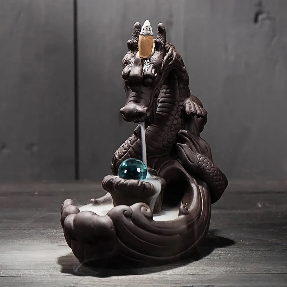 Worldwide Free Shipping Ceramic Backflow Incense Burner Dragon Ceramic Smoke Waterfall Incense Holder Censer