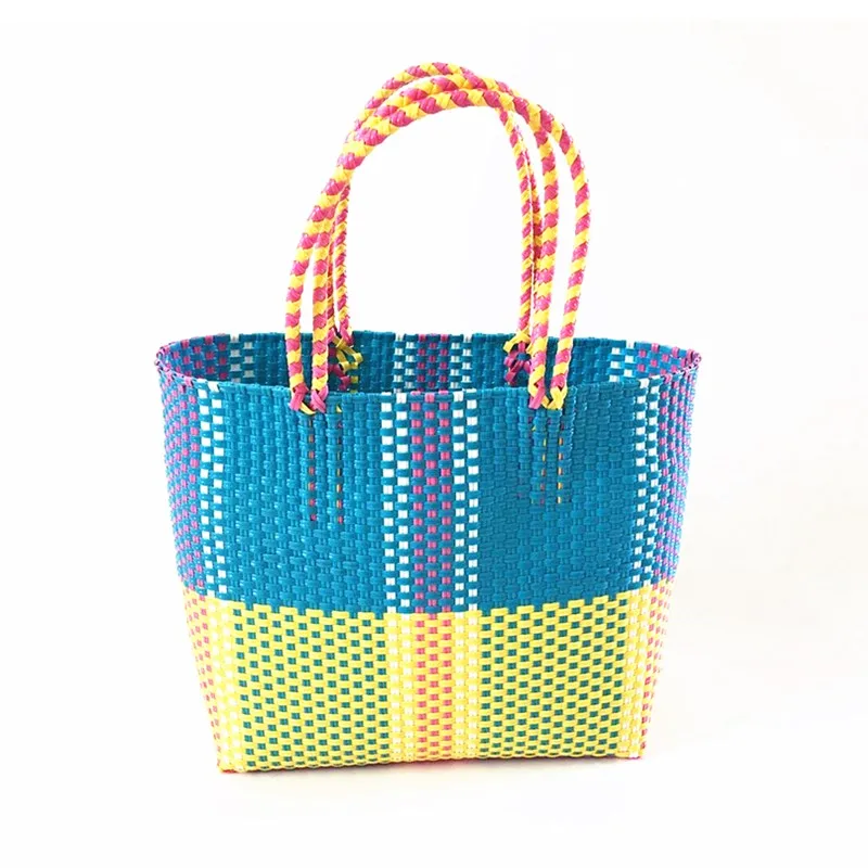 Open Weave Straw Tote Natural Woven Shoulder Bag Beach Bag 