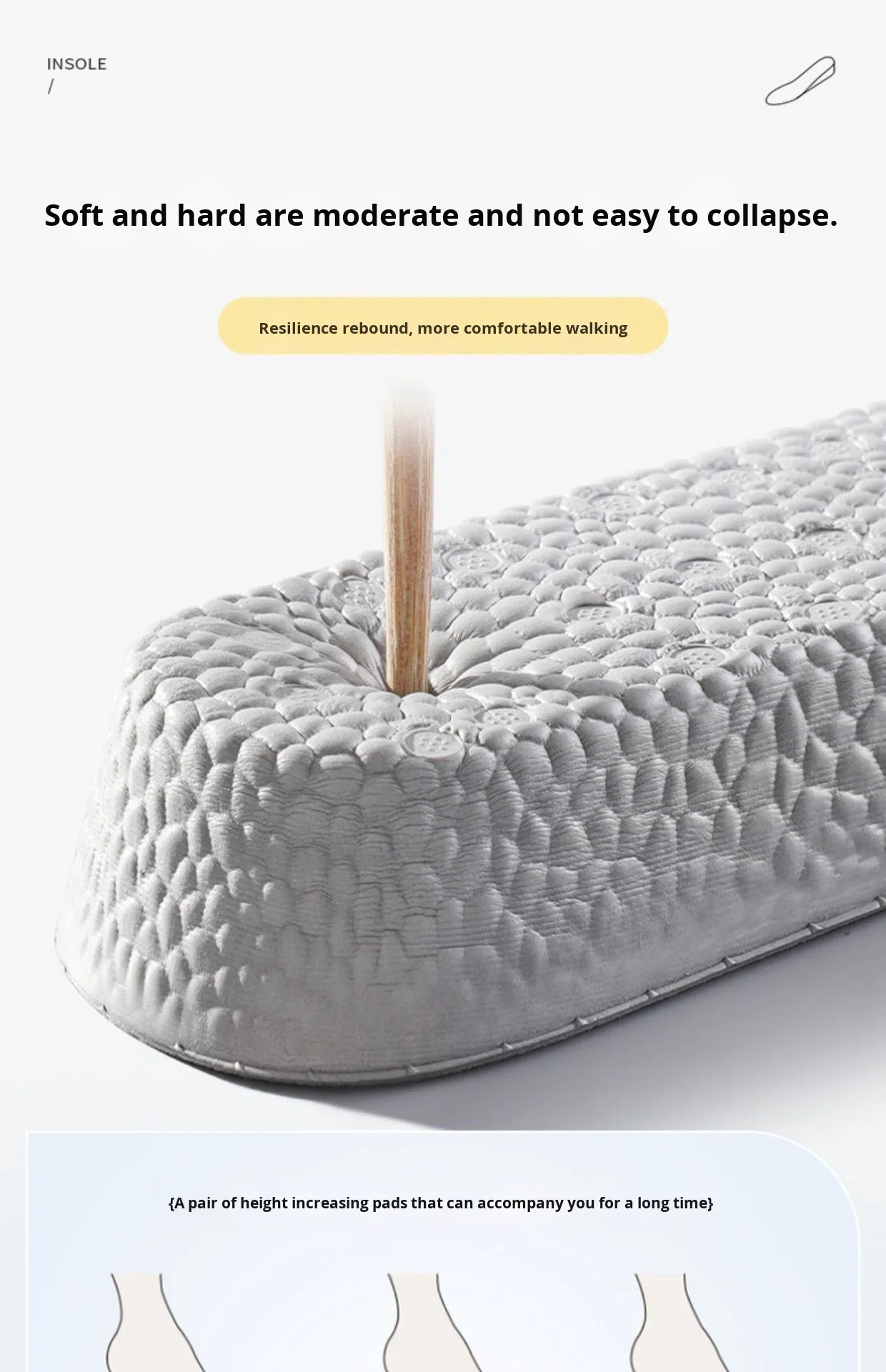 Height Increase Insoles EVA Popcorn Breathable Shoe Pads