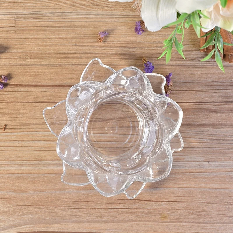Crystal flower-shaped scented jars for candle embossed glass candle vessel home decoration