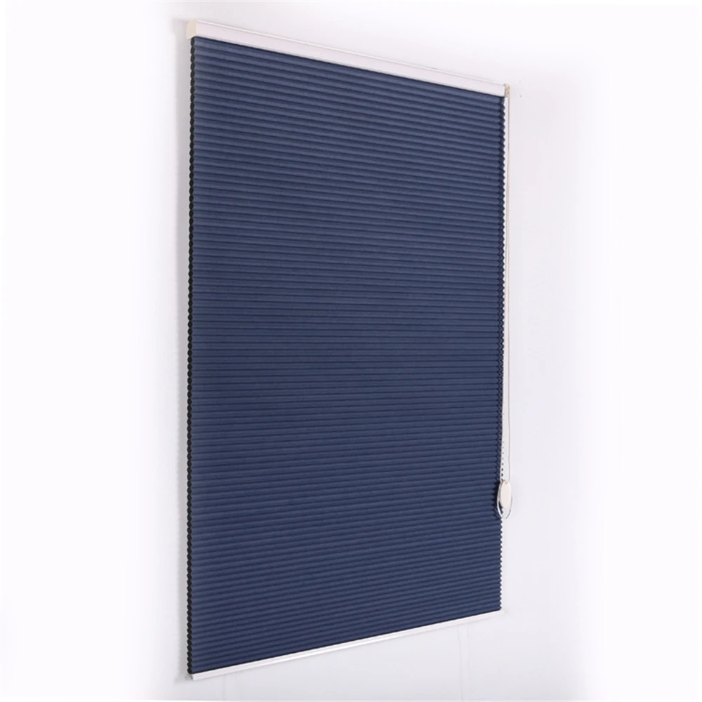 Full Blackout Select Double Cell Cord Chain Control Accordion Pleated Blinds Blue