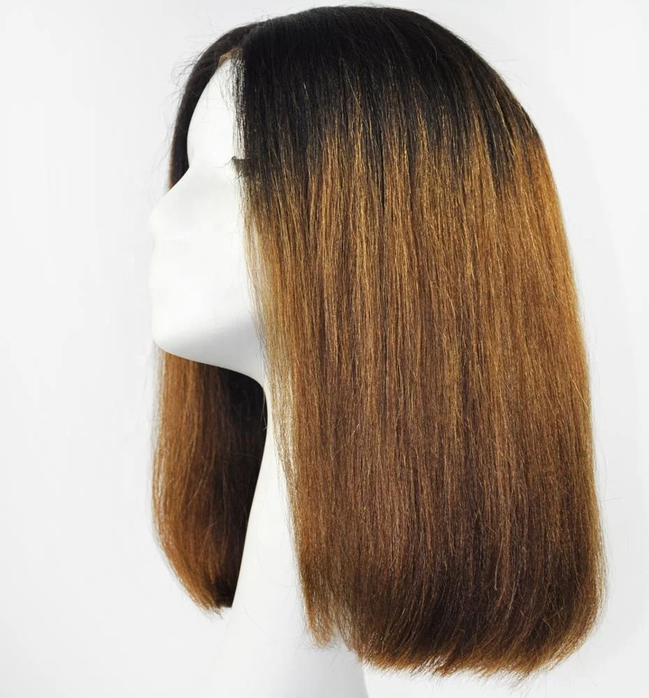 150% 密度蕾丝正面人发假发 yaki bob 直发自然发line 蕾丝前发假发