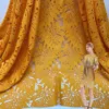 Lace embroidered with rhinestones dense material guipure lace fabric for making ladies dresses