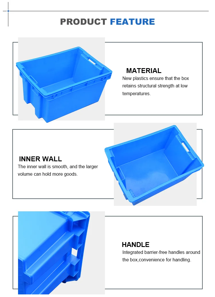 Plastic turnover box for warehouse refrigerated storage