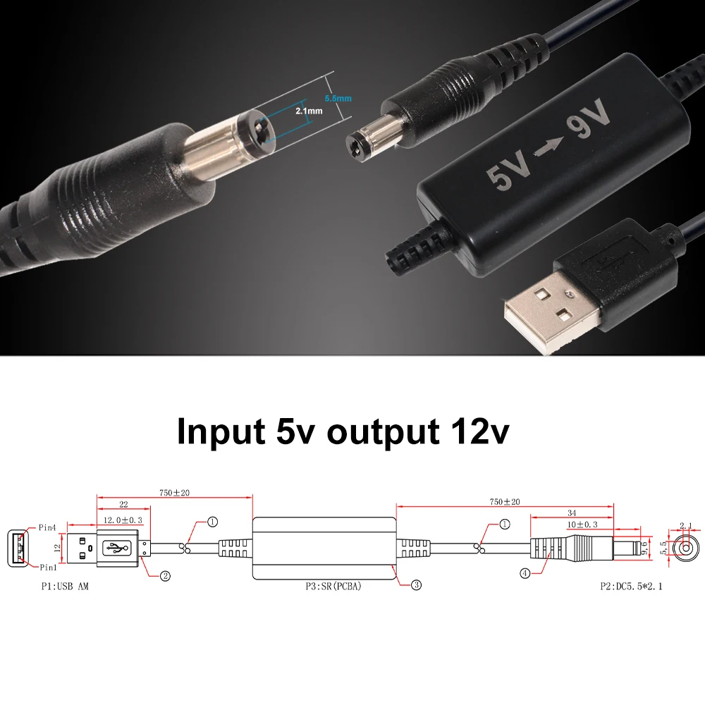 1 м белый Usb A папа к 5,5*2,1 мм 5 в 12 В адаптер напряжения постоянного  тока модуль бустер кабель 5 12 вольт адаптер повышающий преобразователь|  Alibaba.com