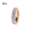 Hip Hop Iced Out 2 Row Brass CZ Ring Tennis Finger Ring Women Men Simple Ring Design Bling Jewelry