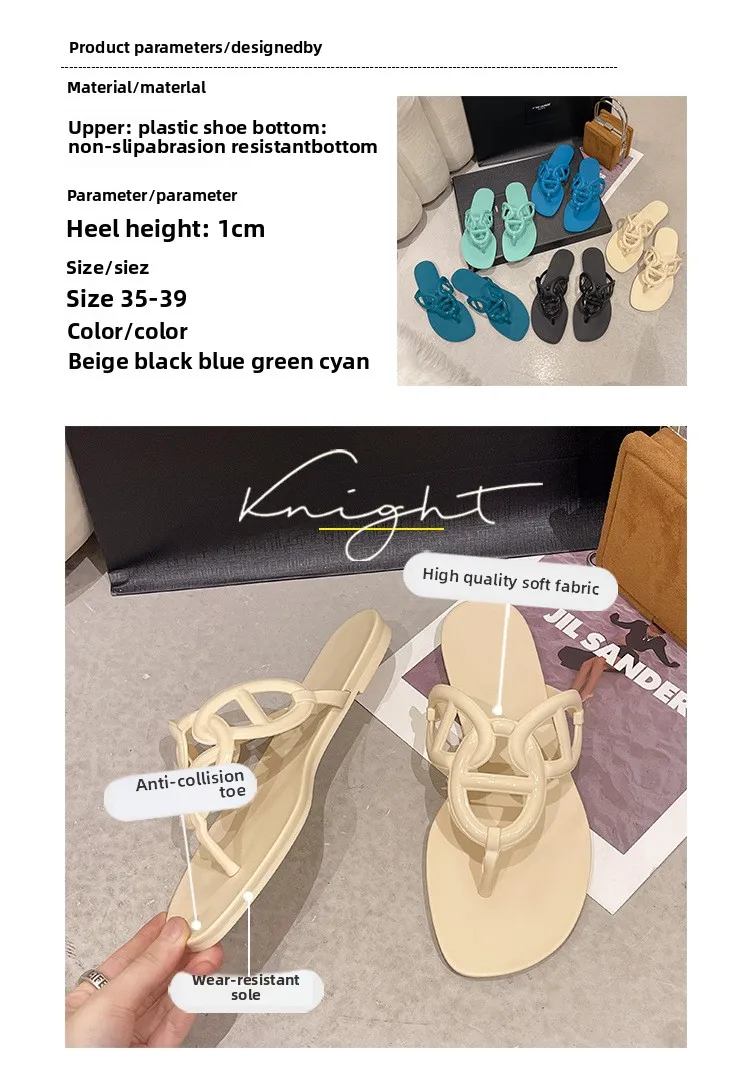 Brand Chain Sandals Slipper for Women New Style Pig Nose Flip-Flops European American Summer Casual Flat Platform Slip-On