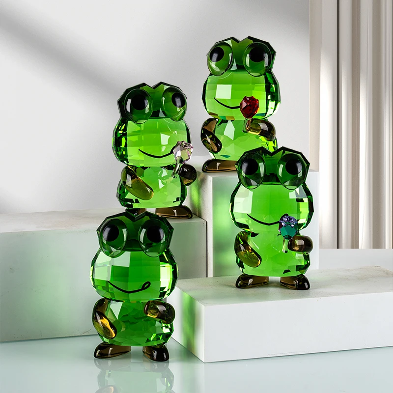product small bridge k9 frog prince rose figurine engraved carved crystal eco friendly auto toy for girls christmas-4