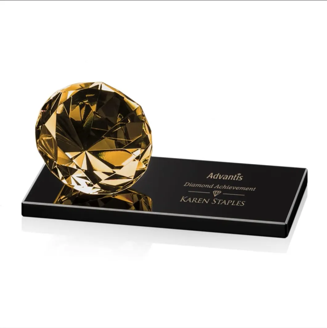 Crystal Diamond Glass Trophy Awards Anniversary for Beauty & Grooming Insurance Contest desk paperweight manufacture