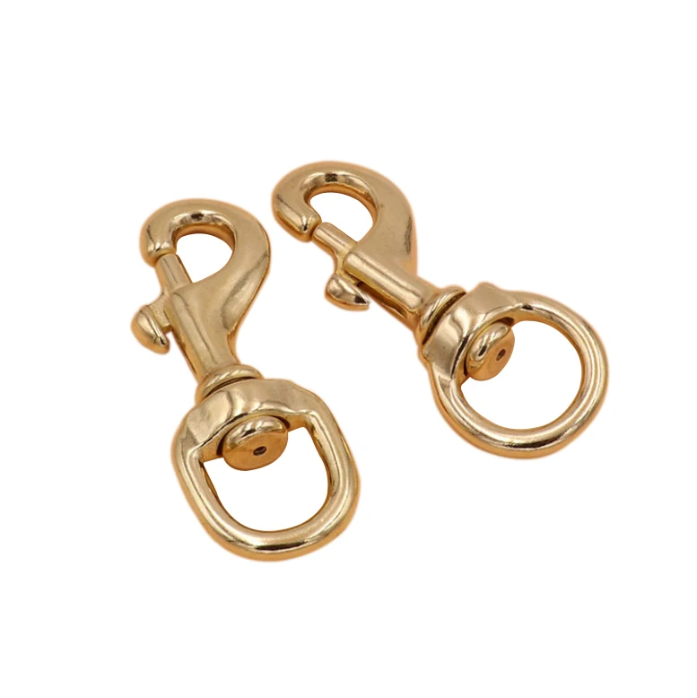 BT-B04 Clips Straps Carabiner Round High Polish Antique Swivel Carabin 20mm Solid Brass Snap Hook Webbing Hook Carabiner for Dog