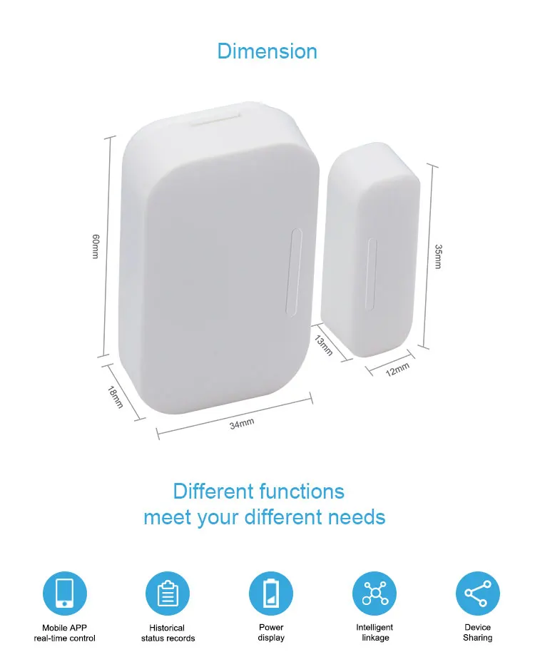 IOT Tuya Smart Home Mini Alarm Warning Work With Google Alexa Home Security ZigBee Door Sensor - ANKUX.COM