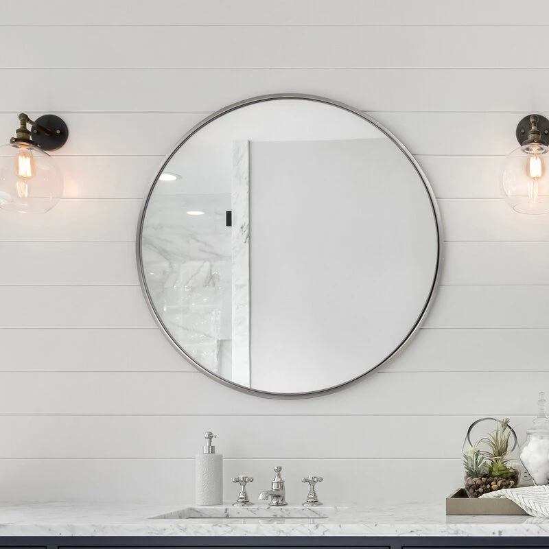 MOK 5 Stars hotel standard modern round bath mirrors customized hotel and home decorative framed wall mirror for bathroom