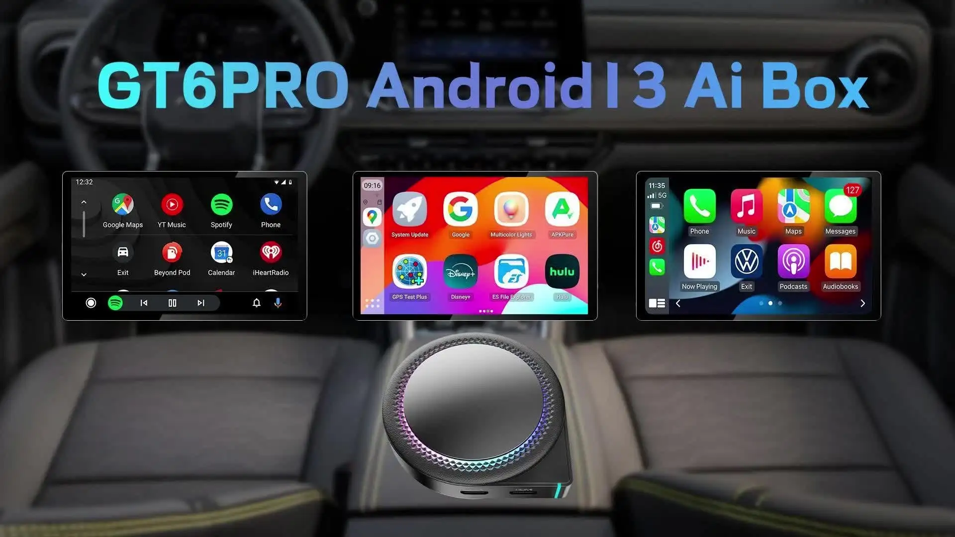 CarPlay AndroidAuto AI BOX Android 搭載 Android 14 Cars Smart Ai Box Wired to Wireless Carplay