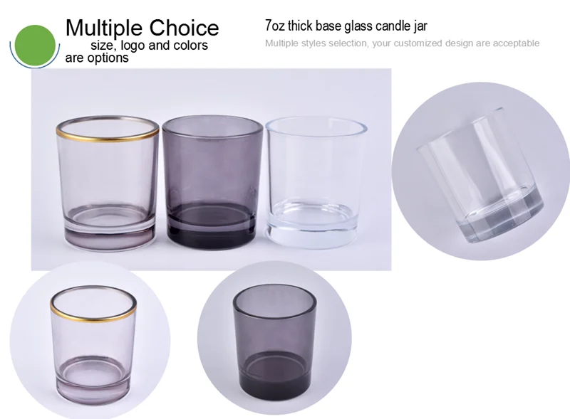 7oz thick base glass candle jar