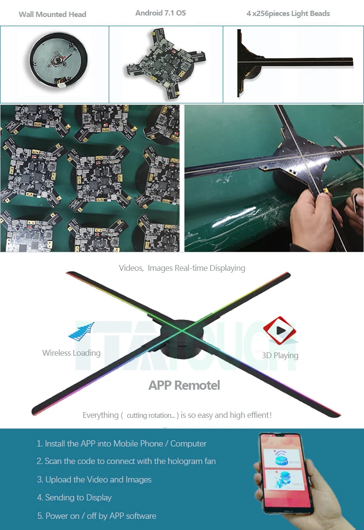 product-ITATOUCH-65cm Splicing Screen WIFI Hologram Advertising Fan Led Android 3d Holographic Displ