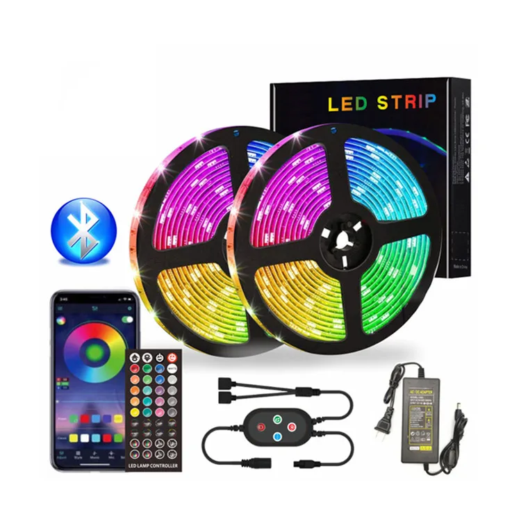 Flexible Color Changing 12V LED Tape 44 Key Black Shell Bluetooth RF Remote RGB LED Strip Neon Flex Light Set