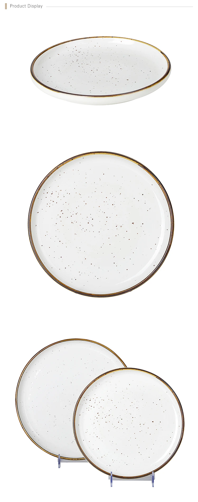 Wholesale Restaurant Serving Plate, Custom Logo Ceramic Plates Dishes, Gold Rim Special Couple Plate for Europe