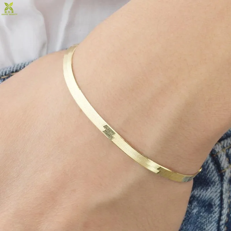 gold flat snake chain bracelet