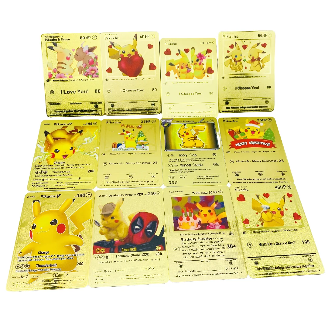 golden and rainbow pokemon cards 6Pcs Metal Gold Plated Card Rare Cards Vmax DX GX Ultra Rare Collection Cards Hyper Rare Pack Best Gifts for Collectors Kids : Buy Online at Best Price in Gold Metal Rainbow Pikachu Vmax
