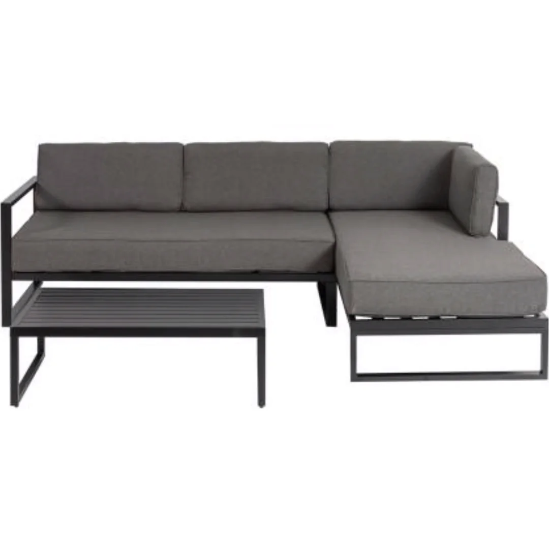Black L Shape All Aluminum Unique Outdoor Sectional Sofa Garden