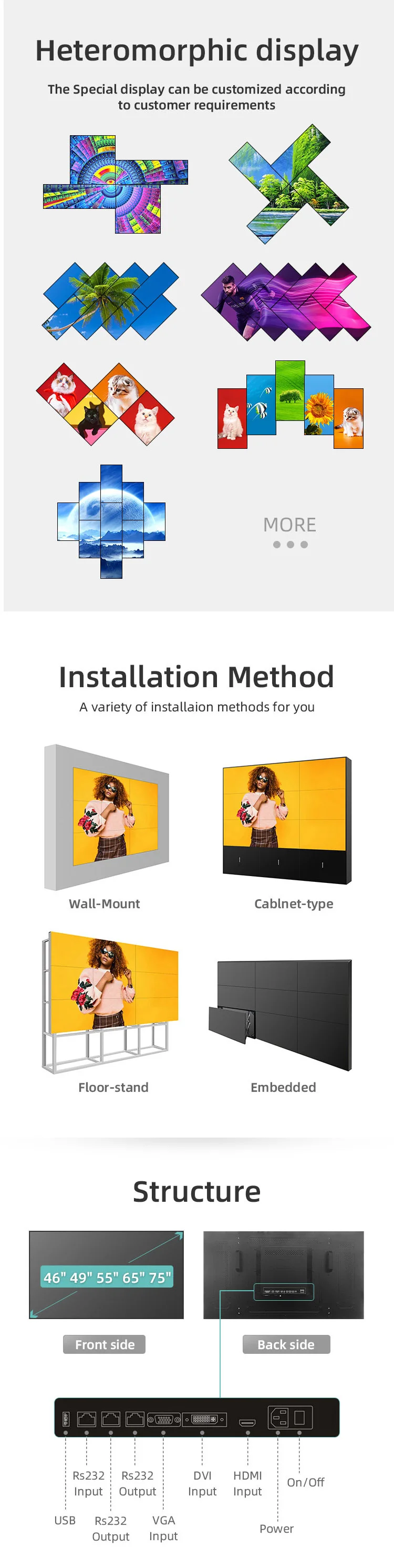 china factory 2x2 46 50 55 inch ultra narrow bezel monitoring room 4k lcd video wall screen