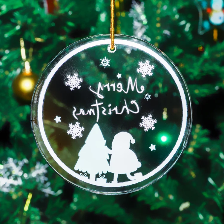 Christmas pendants crystal with your picture engrave details