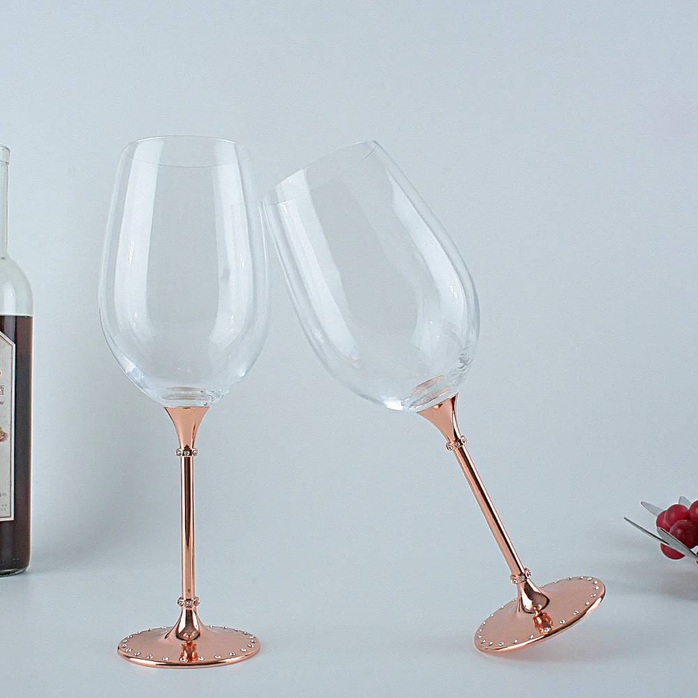 New Fashion Unique Toasting Red Wine Glasses Set Rose Gold Plating