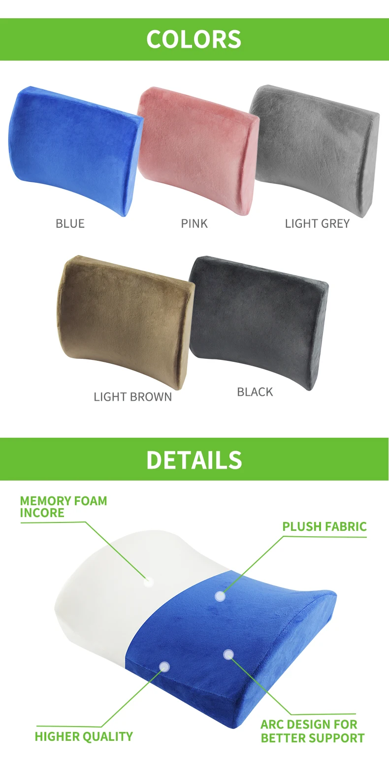 Wholesale High Density Memory Foam Filling Car Lumbar Back Cushion