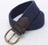 1.5" Navy Blue Cotton Braided Classical Brass Buckle Handmade Knitted Belt