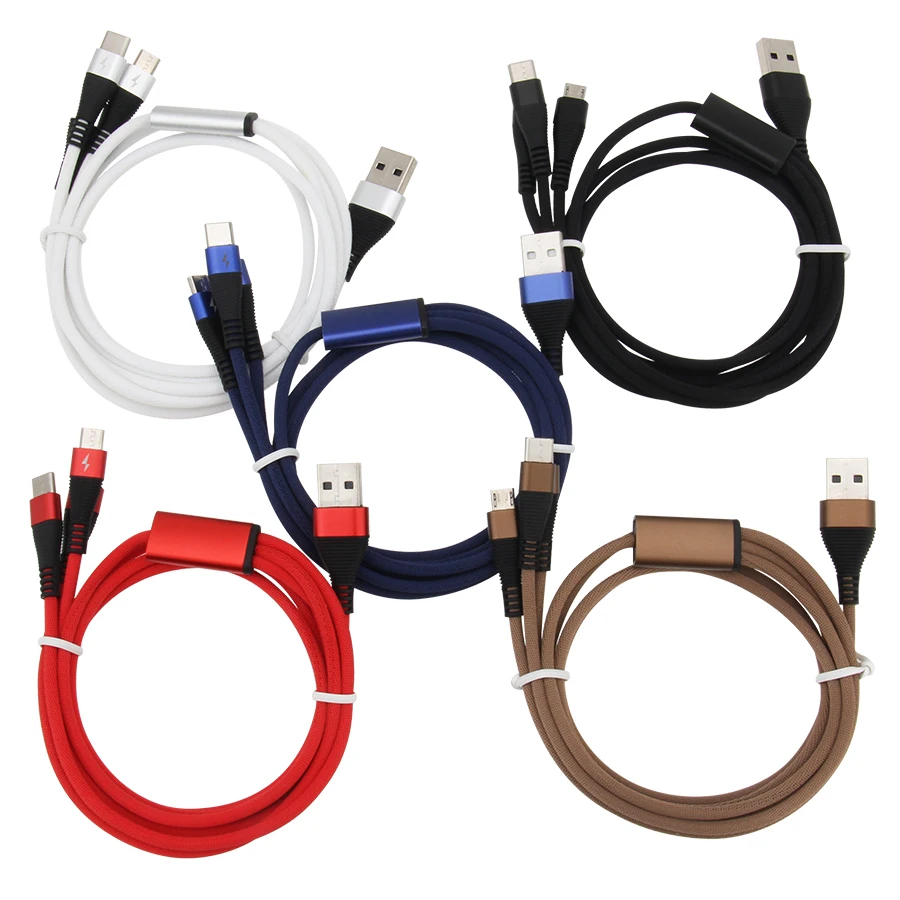 120cm 3 in 1 USB Charger Cable For iPhone & Micro USB & Type C Cables Fast Charging Charger Cord for iPhone X Samsung S10 - ANKUX.COM