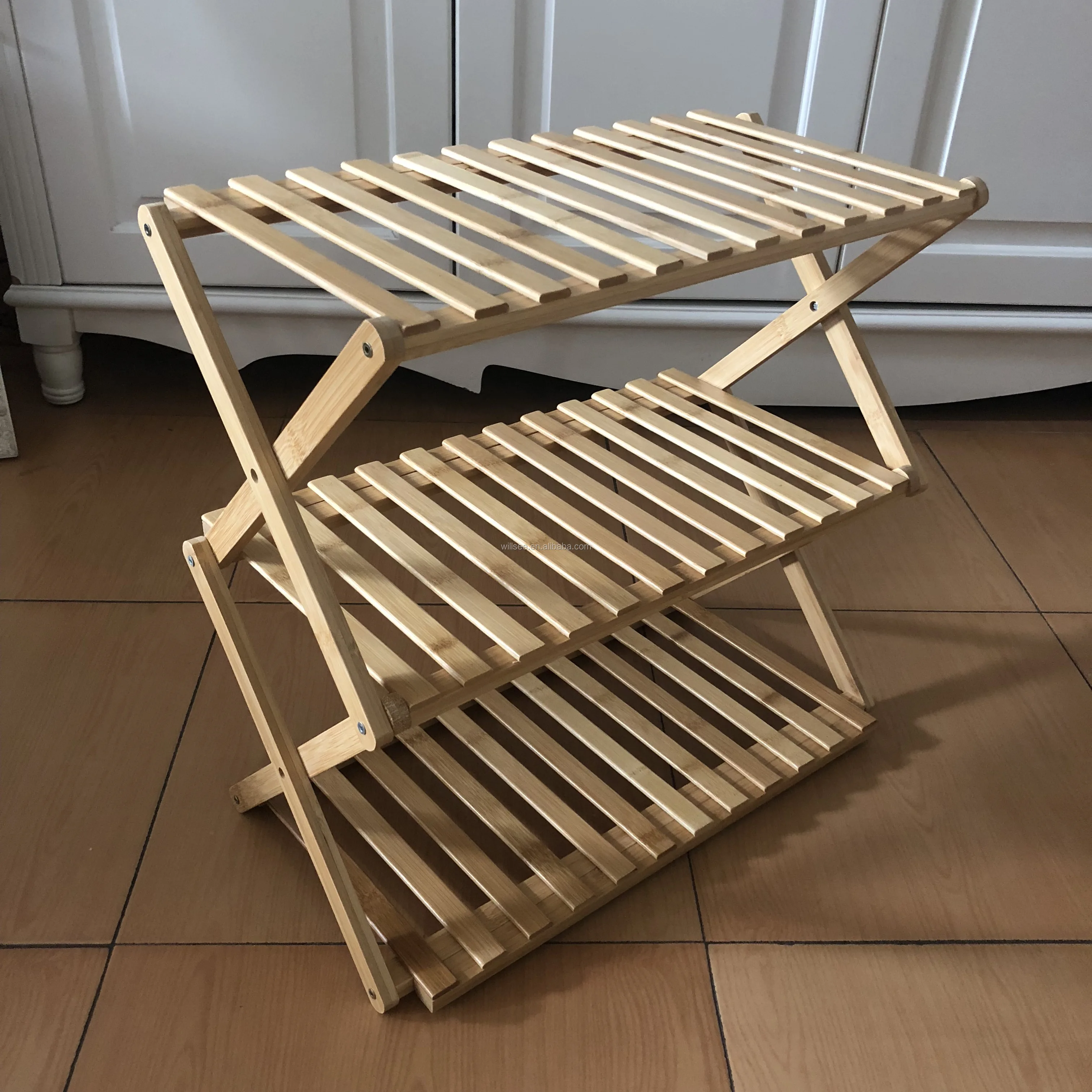 bk-116,环保竹花园竹子三级花盆展示架可以竹露营架鞋架