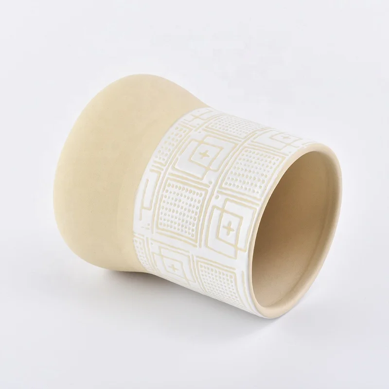 Cylinder empty votive candle holder ceramic candle jars christmas decor