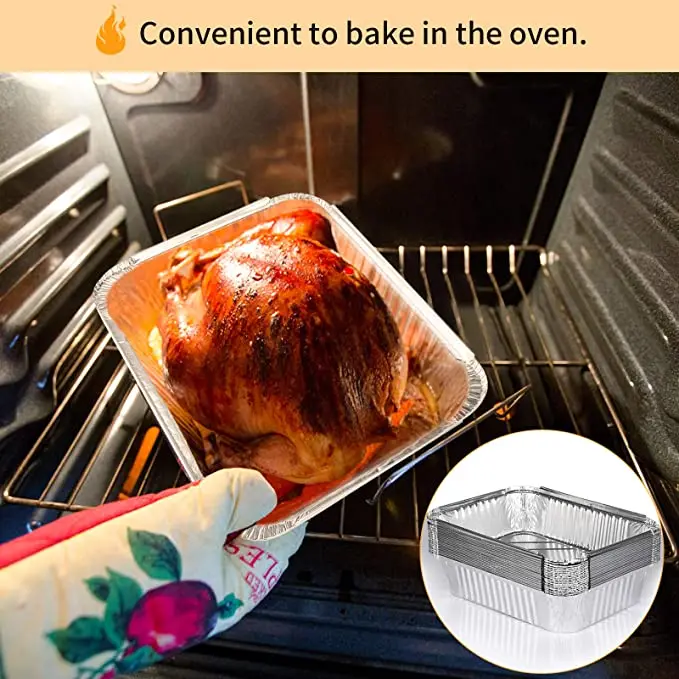 product sturdy and durable full size deep aluminum foil roasting  steam table pans 1000ml square baking foil pans pack of 4-7