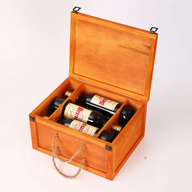 该工厂直销木制红酒包装盒可定做含六瓶红酒