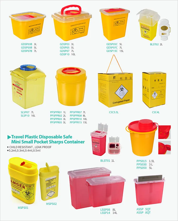 Travel Plastic Disposable Safe Mini Small Pocket Sharps Containers