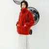 Golomise&Imbettuy Real Composite Lamb Fur Coat Women Genuine Shearling Wool Fur Coat/Jacket with Faux Suede Leather Liner