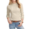 Custom high quality women crew neck slim fit pattern knit cotton sweater