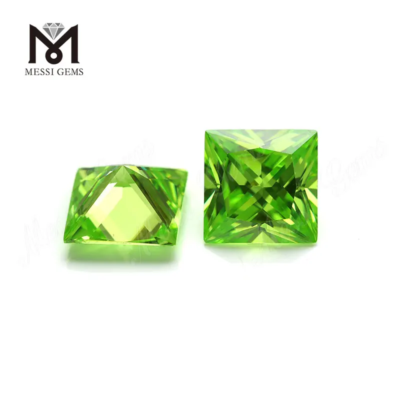 Colore cubico zirconia mela verde forma quadrata forma cz pietre con prezzi economici