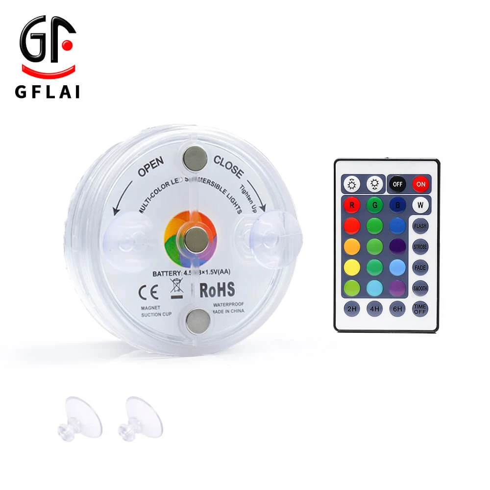 GFLAI Free Shipping To USA 8.5cm White Mini Remoter Control Submersible LED Tea Lights For Vases