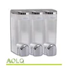 Wall mounted hotel plastic triple soap dispenser