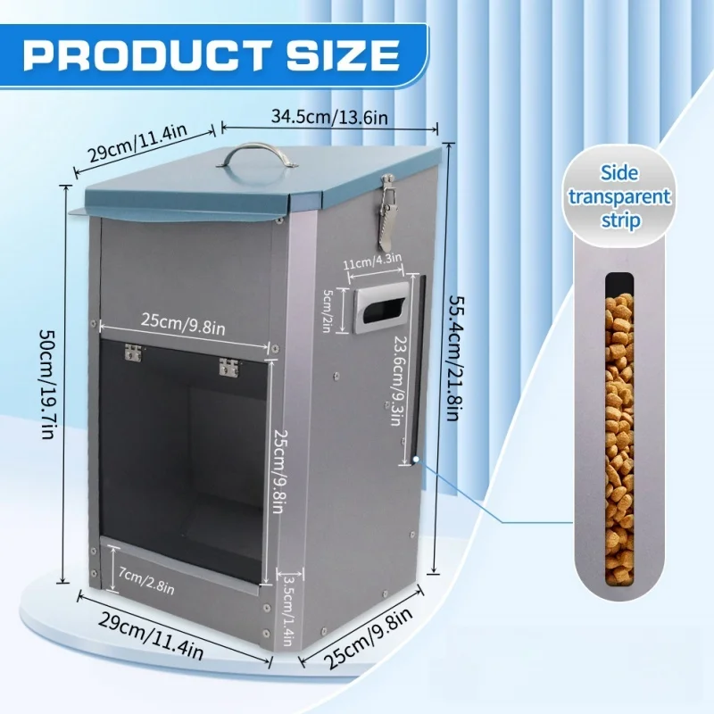 View of 26 lb Galvanized Automatic Dog Feeder Gravity Pet Food Feeder Dog Food ...