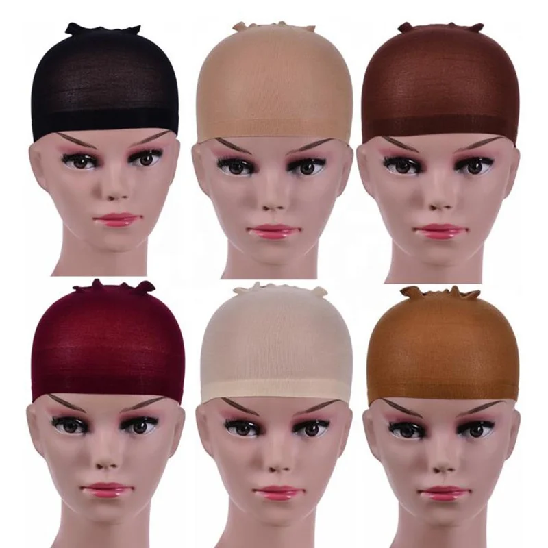 Stretchable Unisex Hair Net Brown Black Full Wig Cap Dome Silk Human